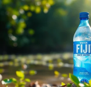 Highlighting FDA recalls Fiji water due to contamination concerns, showcasing a bottle surrounded by nature.