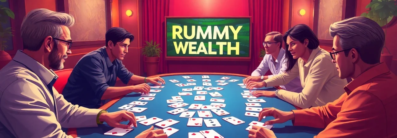 Experience the thrill of Rummy Wealth as players compete with vibrant cards and engaging atmosphere.