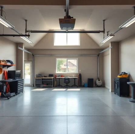 Showcase of custom garages featuring a modern design and organized interior with tools.