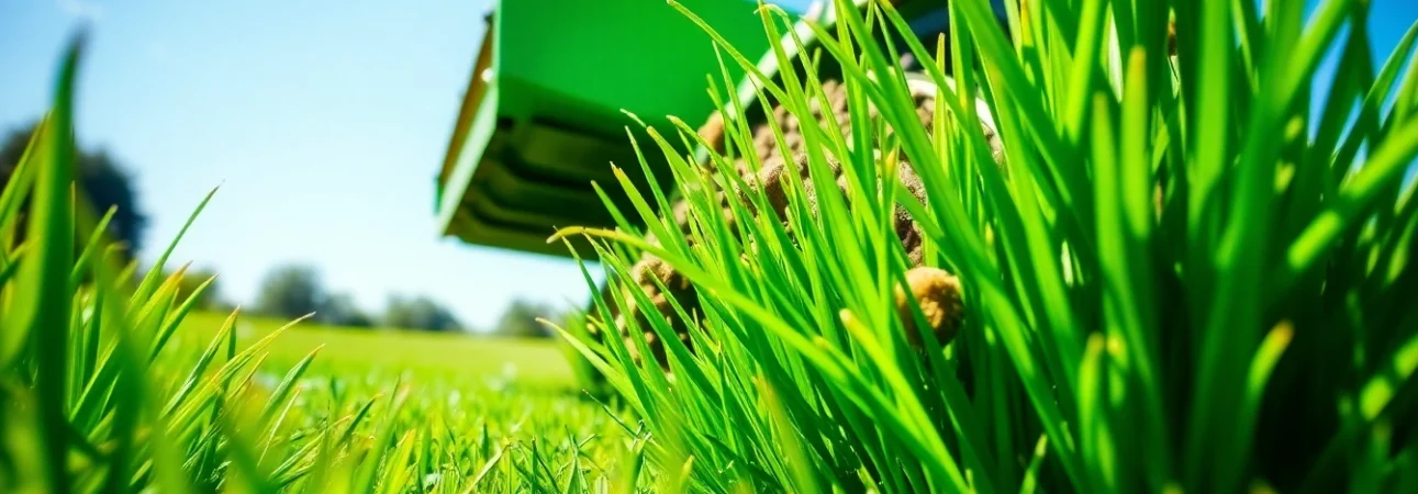 Core aeration process actively revitalizes a lawn by removing soil plugs for optimal health.