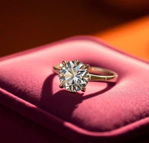 Admire this stunning 2 carat engagement ring with exquisite diamond details and an elegant setting.