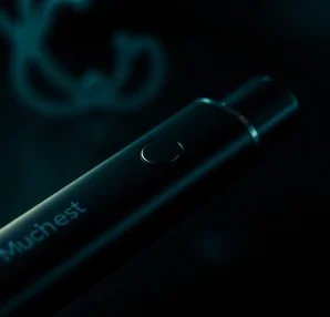 Admiring the Muha Meds 2 gram disposable vape, emphasizing sleek design and premium features.