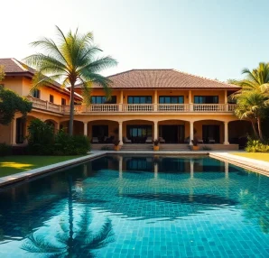 Showcase stunning villa sales with an impressive pool and tropical landscape in Phuket.