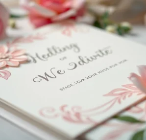 Elegant wedding invitation showcasing floral designs and intricate textures for a memorable event.