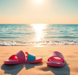 Click Here to discover comfy beach slippers on a sunny sandy beach.