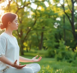 Person meditating in nature representing healthlifeherald's focus on wellness and mindfulness.