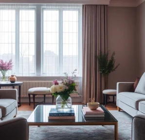 Relax in style at Bloomsbury Residences' elegant living room, showcasing plush textiles and natural light.