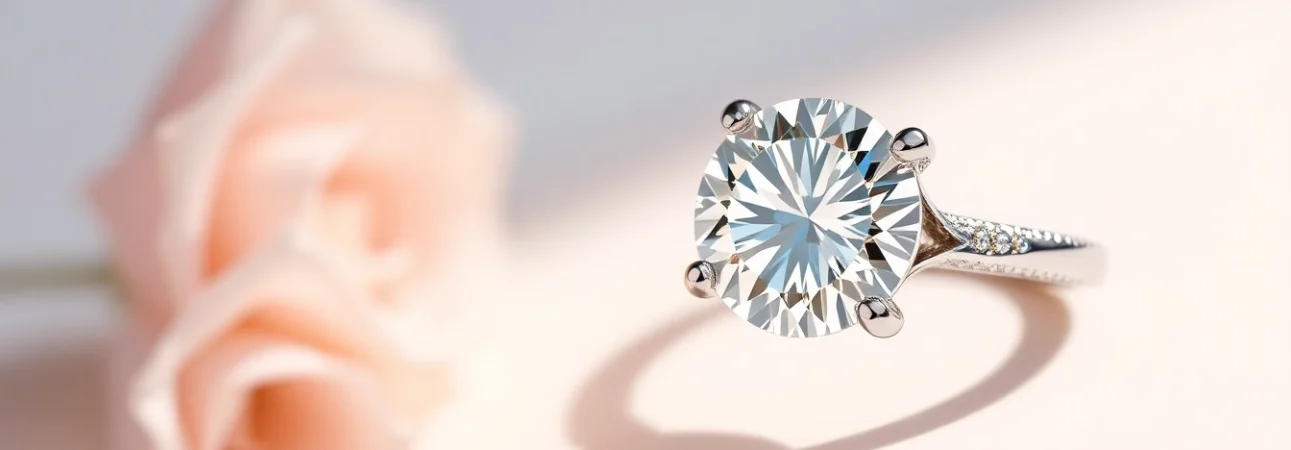 Showcasing a breathtaking 3 Carat Engagement Ring with a brilliant diamond, set in a luxurious white gold band.