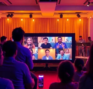 Engaging live stream audience participating actively during an online event.