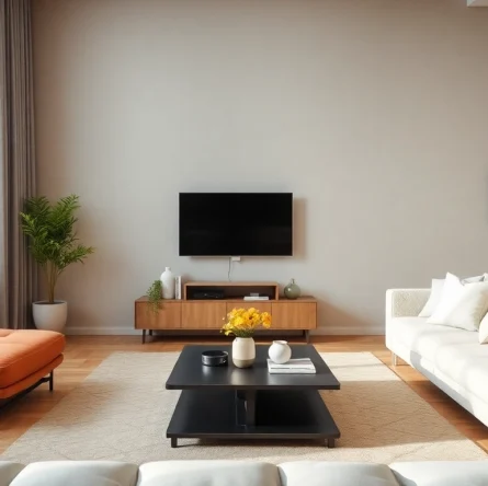 Showcasing best smart home gadgets in a stylish living room setting with modern decor.