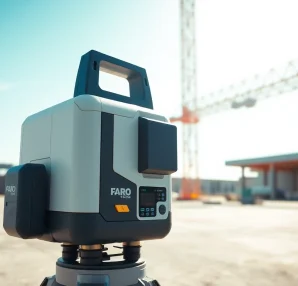 Brand New Faro Focus S150 Laser Scanner For Sale showcasing precision scanning features in a modern construction setting.