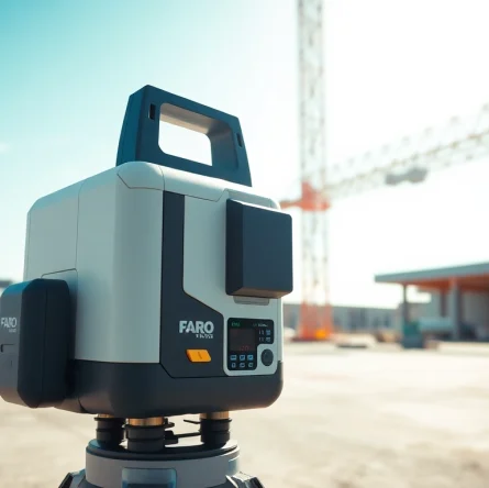 Brand New Faro Focus S150 Laser Scanner For Sale showcasing precision scanning features in a modern construction setting.
