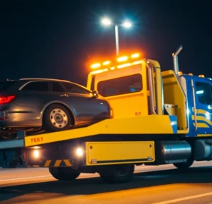24-hour towing Tampa service in action, showcasing a professional tow truck assisting a stranded vehicle.