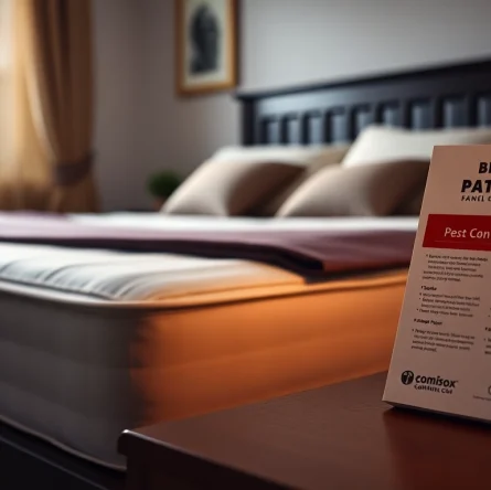 Effective bed bug control in a cozy bedroom with encased mattresses and a pest control guide.