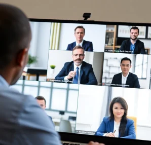 Formation anglais juridique à distance avec des avocats en visioconférence.