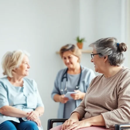 Das Bild zeigt Pflegepersonal, das auf empathische Weise mit einem Patienten interagiert, ideal für marketing für pflegedienste.