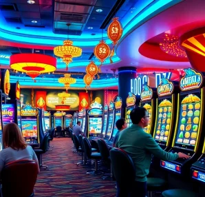 Menyaksikan slot demo yang menarik di mesin slot dengan tema beragam di kasino yang cerah