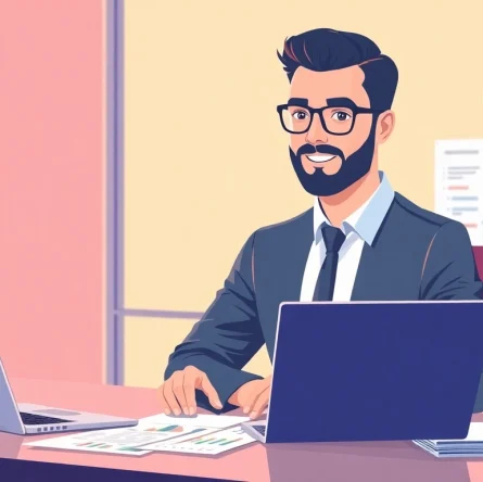 CFO service consultation with financial reports and graphs in a modern office.