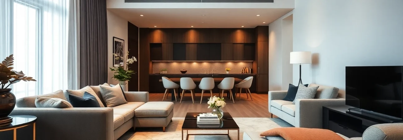 Luxurious living space in luxury apartments Chicago showcasing contemporary design and inviting ambiance.