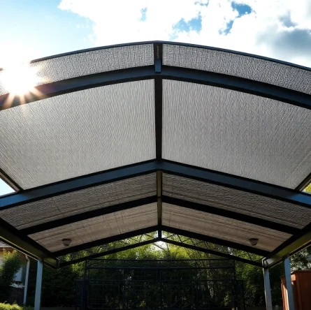 Carport Metall in modernem Design bietet Schutz und Stil für Ihr Fahrzeug im Garten.