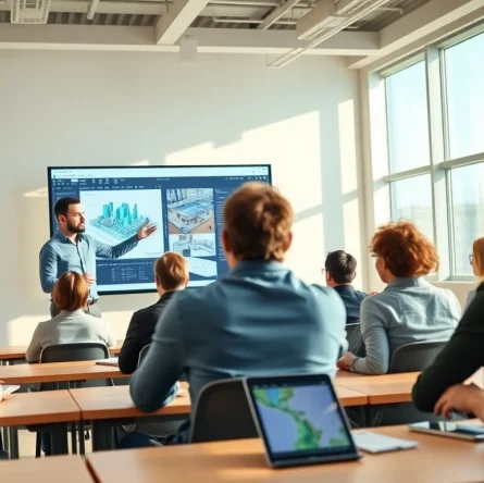 Engaged students in BIM Training in Pune learning from a professional instructor in a modern classroom.