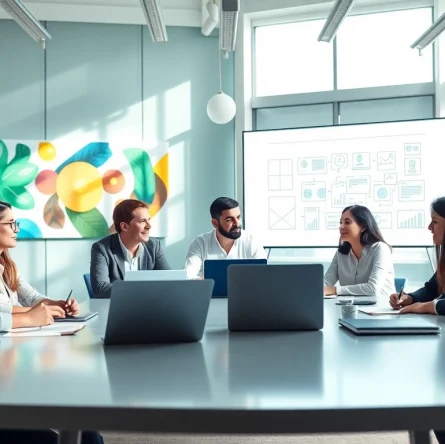 Content Agency team collaborating effectively in a modern office environment.