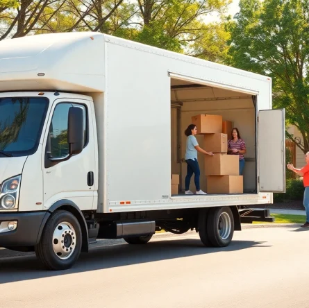 Efficient Umzugsfirma Erlangen team carefully preparing a relocation in a suburban neighborhood.