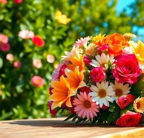 Bright and colorful Orange County flowers arranged beautifully, showcasing vivid blooms in a sunny garden.