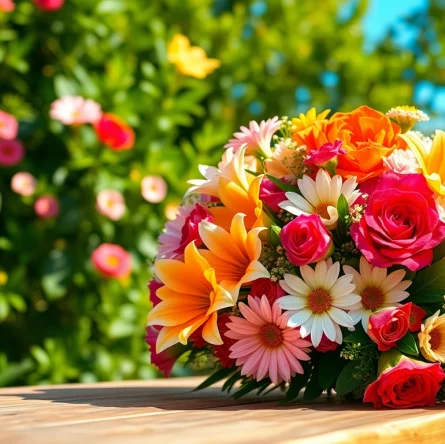Bright and colorful Orange County flowers arranged beautifully, showcasing vivid blooms in a sunny garden.