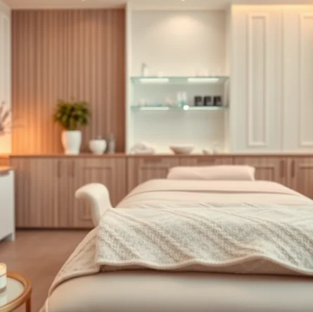 Verwöhnen Sie sich auf einer komfortablen kosmetik liege mit eleganter Ausstattung.