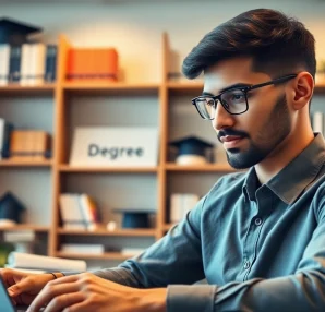 Learn how to buy MBA degree surrounded by educational materials and a laptop.