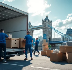 Offering professional moving services London with skilled movers efficiently loading a truck.