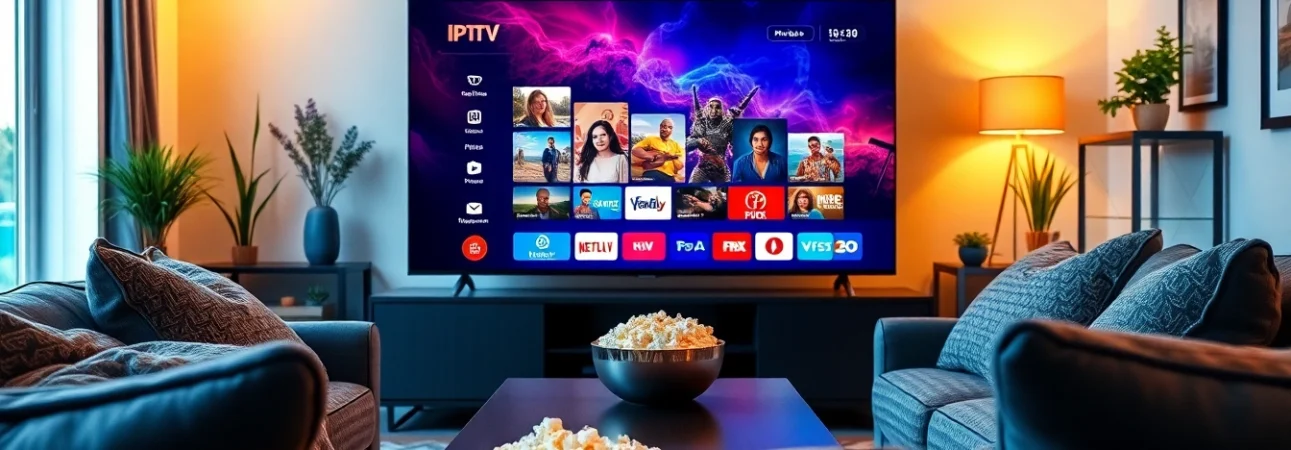 Experience the 24h iptv test in a cozy home entertainment setup with vibrant channels.