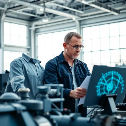 Engineers performing pipe stress analysis in a high-tech facility, showcasing teamwork and expertise.