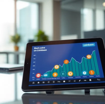 Analyze the best coins on Coinbase with vibrant visuals of cryptocurrency market trends.