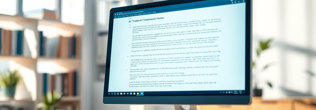 Analyze text with the ai checker tool on a modern computer interface in a professional setting.