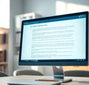 Analyze text with the ai checker tool on a modern computer interface in a professional setting.
