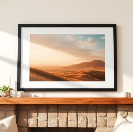 Displaying a chic black 20x30 frame in a stylish living room, enhancing decor.