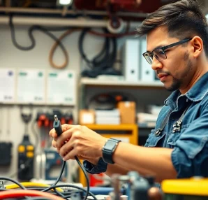 Electrician apprenticeship Hawaii showcasing an apprentice engaged in hands-on electrical training.