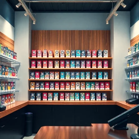 Erlebe die Vielfalt der Hqd pods in einem modernen Vape-Shop mit einladenden Farben.
