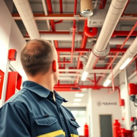 Inspecting fire protection equipment, including alarms and extinguishers, to ensure safety.