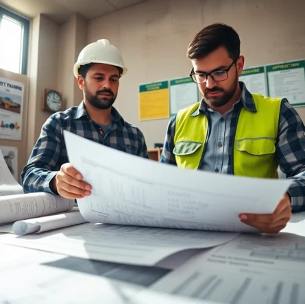 DAS 140 form submission process highlighted with contractors in a professional setting.