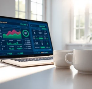 Engage with our numerology calculator showcased on a modern laptop in a bright workspace.
