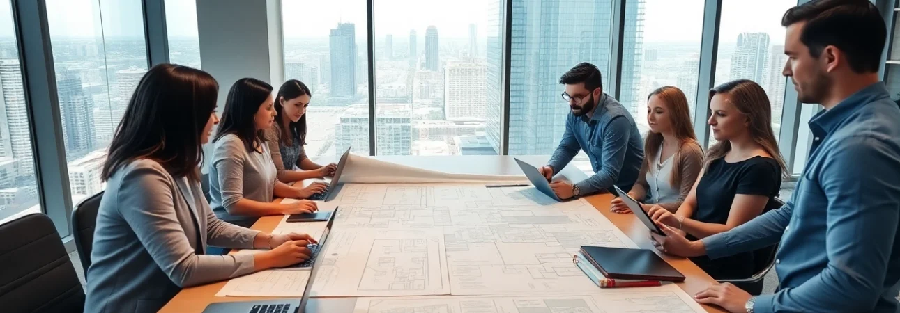 Level 7 NVQ diploma in construction senior management answers discussed by professionals in a collaborative office setting.