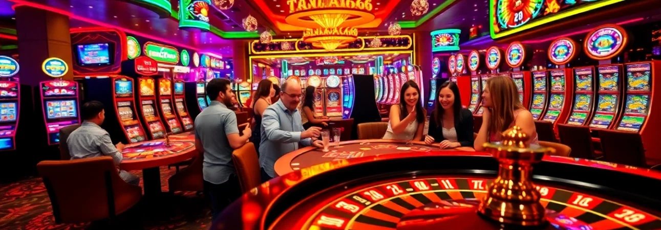 Experience the excitement of tab66 casino with lively gaming tables and engaged players.