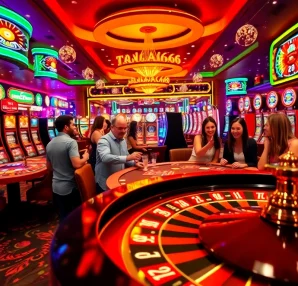 Experience the excitement of tab66 casino with lively gaming tables and engaged players.