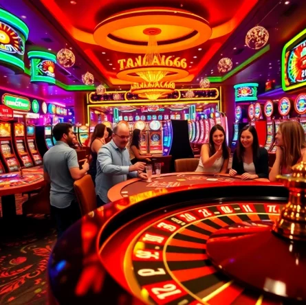 Experience the excitement of tab66 casino with lively gaming tables and engaged players.