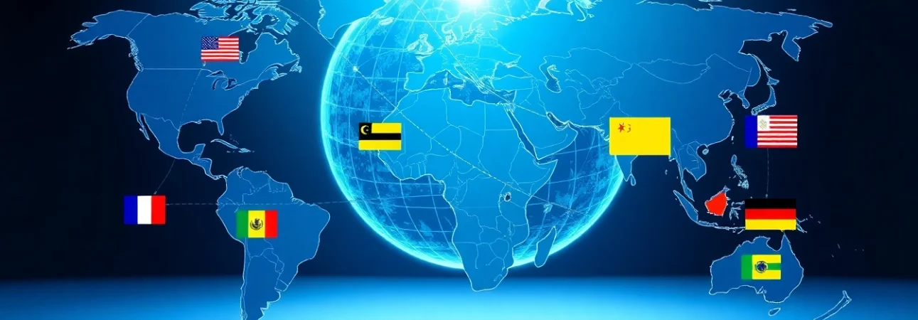 Visualize trade agreements with a world map showing interconnections and partnerships among countries.