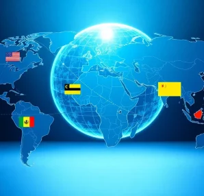 Visualize trade agreements with a world map showing interconnections and partnerships among countries.