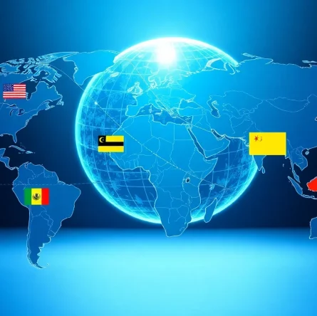 Visualize trade agreements with a world map showing interconnections and partnerships among countries.